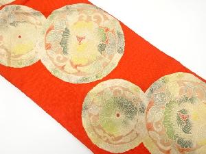 本場筑前博多　丸に牡丹・菊模様織り出し　名古屋帯